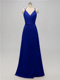 A-line V Neck Floor Length Bridesmaid Dresses