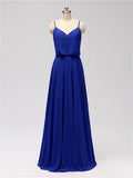 A-line Spaghetti Strap Chiffon Floor Length Bridesmaid Dresses