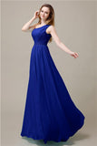 One-Shoulder A-line Beaded Chiffon Floor-Length Bridesmaid Dresses