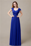 Cap Sleeves A-line Chiffon Floor-Length Bridesmaid Dresses