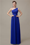 Charming One-shoulder A-line Chiffon Floor-Length Long Bridesmaid Dresses