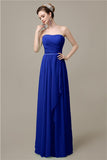 Simple A-line Chiffon Straight Floor-Length Long Bridesmaid Dresses