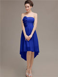 Straight High Low Chiffon Short Bridesmaid Dresses