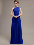 Simple One-shoulder Chiffon Long Bridesmaid Dresses