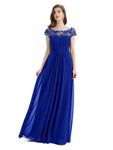 Elegant A-line Short Sleeve  Floor-Length Bridesmaid Dresses