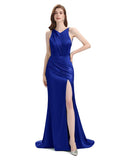 V-neck Sleeveless Split Side Floor-Length Bridesmaid Dresses