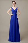 V-Neck Chiffon A-line Floor-Length Bridesmaid Dresses