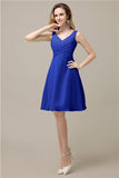 Chiffon A-line V-Neck Knee-Length Short Bridesmaid Dresses