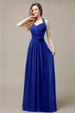 Pretty A-line Chiffon Hatler Floor-Length Bridesmaid Dresses