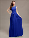 A-line One-shoulder Long Bridesmaid Dresses