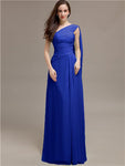 Chiffon A-line One-Shoulder Sleeveless Floor-Length Bridesmaid Dresses