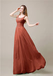 Shoulder Strap A-line Chiffon Elegant Floor-Length Bridesmaid Dresses