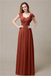 Cap Sleeves A-line Chiffon Floor-Length Bridesmaid Dresses