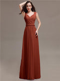 Honest A-line Chiffon Long Bridesmaid Dresses