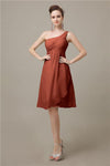 A-line Chiffon One Shoulder Knee-Length Short Bridesmaid Dresses