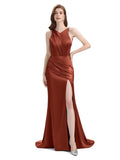 V-neck Sleeveless Split Side Floor-Length Bridesmaid Dresses