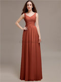 Chiffon Shoulder Strap A-line Floor-Length Bridesmaid Dresses