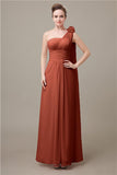 One Shoulder Chiffon A-line Floor-Length Bridesmaid Dresses