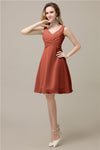 Chiffon A-line V-Neck Knee-Length Short Bridesmaid Dresses