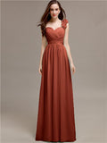 A-line One-Shoulder With Flowers Floor-Length Bridesmaid Dresses