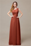 One-Shoulder A-line Chiffon Elegant Floor-Length Bridesmaid Dresses