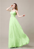 Shoulder Strap A-line Chiffon Elegant Floor-Length Bridesmaid Dresses