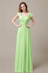 Cap Sleeves A-line Chiffon Floor-Length Bridesmaid Dresses