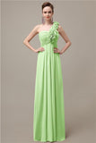 Simple A-line One-Shoulder Floor-Length Chiffon Bridesmaid Dresses