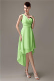 A-line Chiffon V-Neck High-Low Short Beach Bridesmaid Dresses