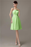 Simple A-line Chiffon One Shoulder Short Bridesmaid Dresses