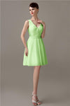 Charming A-line Chiffon V-neck Backless Bridesmaid Dresses