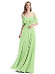 Elegant A-line Spaghetti Straps Chiffion Floor-Length Bridesmaid Dresses