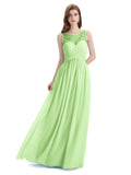 Elegant A-line Chiffon Sleeveless Long Bridesmaid Dresses