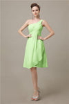 A-line Chiffon One Shoulder Knee-Length Short Bridesmaid Dresses