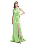 V-neck Sleeveless Split Side Floor-Length Bridesmaid Dresses