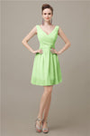 Charming V-neck Chiffon A-line Knee-Length Bridesmaid Dresses