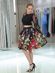 A-line Short Two Pieces Freshman Cheap Simple Modest Homecoming Dresses LMX1173