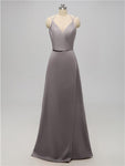 A-line V Neck Floor Length Bridesmaid Dresses