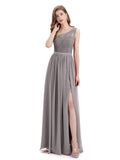 One-Shoulder A-line Top Lace Floor-Length Bridesmaid Dresses