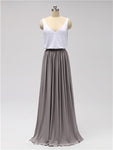 Two Pieces A-line V Neck Floor Length Bridesmaid Dresses