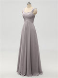 A-line Strap Chiffon Floor Length Long Bridesmaid Dresses