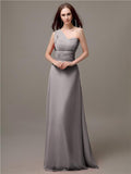 Unique One-shoulder Sleeveless A-line Floor-Length Bridesmaid Dresses