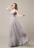 Shoulder Strap A-line Chiffon Elegant Floor-Length Bridesmaid Dresses