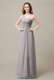 One-Shoulder A-line Sleeveless Floor-Length Bridesmaid Dresses