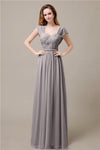 Cap Sleeves A-line Chiffon Floor-Length Bridesmaid Dresses