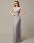 Halter Chiffon A-line Sleeveless Floor-Length Bridesmaid Dresses