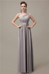 Charming One-shoulder A-line Chiffon Floor-Length Long Bridesmaid Dresses