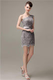 Charming Lace One-shoulder Short Bridesmaid Dresses