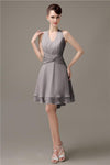 High-low Chiffon A-line Halter Short Bridesmaid Dresses