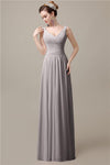 Spaghetti Strap A-line Simple Chiffon Floor-Length Long Bridesmaid Dresses